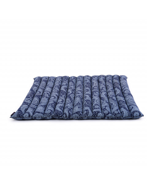 Leewadee Zabuton - Tapis Zabuton traditionnel enroulable et fait à la main, yoga mat épais rembourré en kapok, 70 x 70 cm, Bleu Blanc