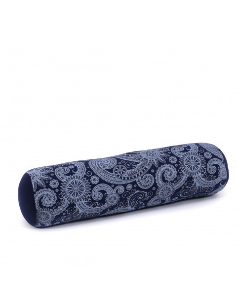 Leewadee yoga bolster pequeño – Cojín alargado para pilates y meditación, reposacabezas hecho a mano de kapok, 50 x 15 x 15 cm, Azul Blanco