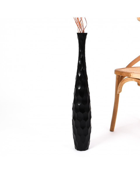 Leewadee grande vaso da terra: vaso alto, elemento decorativo fatto a mano in legno di mango, vaso per rami decorativi, 70 cm, Nero