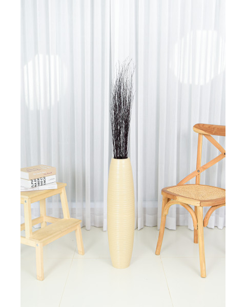 Leewadee Large Floor Vase – Handmade Flower Holder Made of Wood, Sophisticated Vessel for Decorative Branches and Dried Flowers, 28 inches, cream