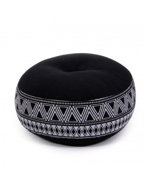 Leewadee Zafu Pillow – Round Meditation Cushion for Yoga Exercises, Small Floor Pillow Filled with Eco-Friendly Kapok, 12 x 5 inches, black white