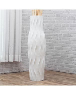 Leewadee Jarrón Grande De Suelo – Jarrón Alto De Madera De Mango Para Ramas Decorativas, 90 cm, Blanco