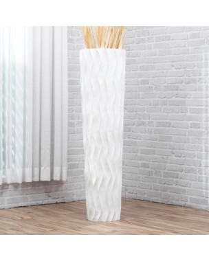 Leewadee Large Floor Vase – Handmade Flower Holder Made of Wood, Sophisticated Vessel for Decorative Branches and Dried Flowers, 43 inches, white wash