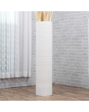 Leewadee Large White Home Decor Floor Vase – Wooden 43 inches Tall Farmhouse Decor Flower Holder For Fake Plant And Pampas Grass