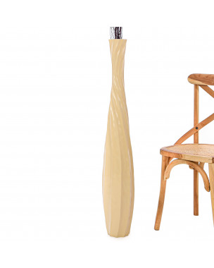 Leewadee Grande Vaso Da Terra: Alto Vaso Stile Boho In Legno Di Mango Per Rami Di Pampa, 110 cm, Crema