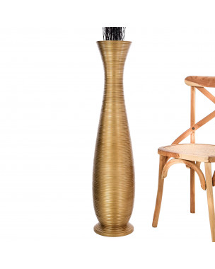 Leewadee Grande Vaso Da Terra: Alto Vaso Stile Boho In Legno Di Mango Per Rami Di Pampa, 110 cm, Oro