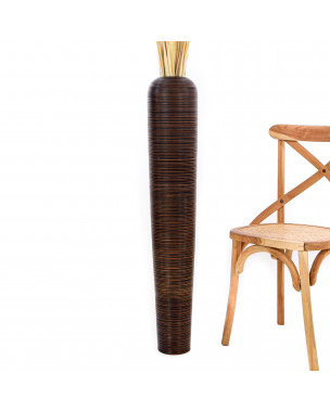 Leewadee Grande Vaso Da Terra: Alto Vaso Stile Boho In Legno Di Mango Per Rami Di Pampa, 110 cm, Marrone