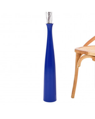 Leewadee Grande Vaso Da Terra: Alto Vaso Stile Boho In Legno Di Mango Per Rami Di Pampa, 70 cm, Blu