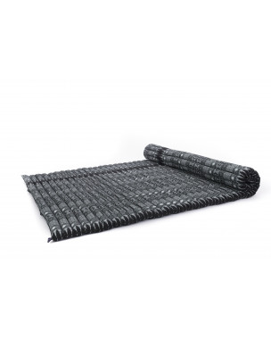 Leewadee Rollable Floor Mat XL – Comfortable and Rollable Thai Mattress, Large Massage Mat Filled with Kapok, Perfect to Use as a Sleeping Mat 75 x 57 inches, Black