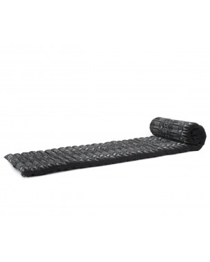 Leewadee Faltbare Bodenmatratze - Japanischer Rollbarer Futon - Tatami Faltmatte - Gästebett - Camping Matratze - Thai Massage Matte, Kapok Füllung, 190 x 50 cm, Schwarz