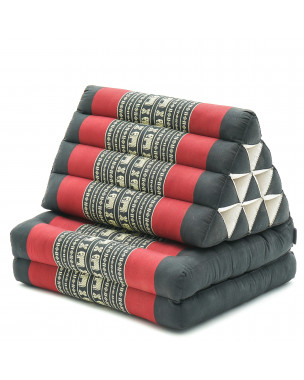 Leewadee 2-Fold Mat with Triangle Cushion – Comfortable TV Pillow, Foldable Mattress with Cushion Made of Kapok, 45 x 20 inches, Black Red
