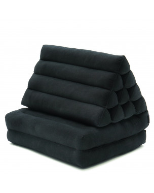 Leewadee 2-Fold Mat with Triangle Cushion – Comfortable TV Pillow, Foldable Mattress with Cushion Made of Kapok, 45 x 20 inches, Black