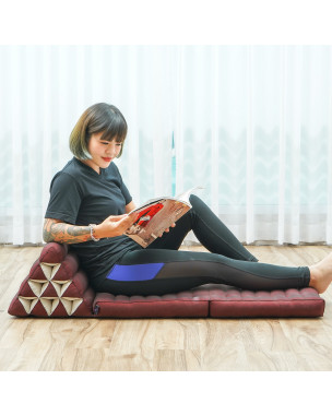 Leewadee 2-Fold Mat with Triangle Cushion – Comfortable TV Pillow, Foldable Mattress with Cushion Made of Kapok, 45 x 20 inches, Red