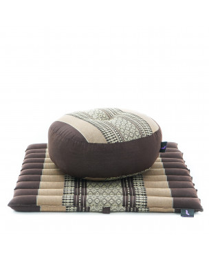 Leewadee set de méditation - Set de méditation en Kapok, coussin et tapis de méditation Zafu et Zabuton, Marron