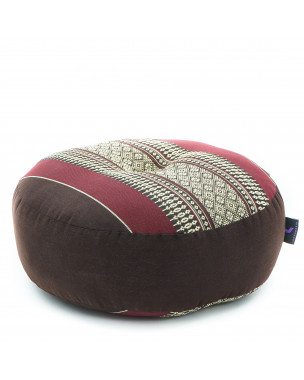 Leewadee Zafu Pillow – Round Meditation Cushion for Yoga Exercises, Small Floor Pillow Filled with Kapok, 12 x 5 inches, Brown Red