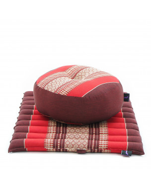 Leewadee set de méditation - Set de méditation en Kapok, coussin et tapis de méditation Zafu et Zabuton, Rouge