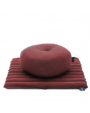 Leewadee Meditation Cushion Set – 1 Small Zafu Yoga Pillow and 1 Small Roll-Up Zabuton Mat Filled with Kapok, Red