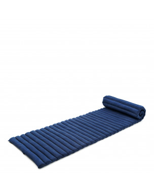 Leewadee Rollable Floor Mat S – Comfortable and Rollable Thai Mattress, Soft Massage Mat Filled with Eco-Friendly Kapok, Perfect to Use as a Sleeping Mat 75 x 20 inches, blue