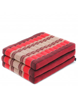 Leewadee Trifold Mattress S – Comfortable Thai Massage Pad, Foldable Relaxation Floor Mattress Filled with Eco-Friendly Kapok, Perfect to Use as a Sleeping Mat 79 x 20 inches, red
