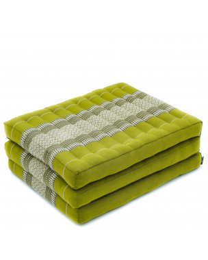 Leewadee Trifold Mattress S – Comfortable Thai Massage Pad, Foldable Relaxation Floor Mattress Filled with Eco-Friendly Kapok, Perfect to Use as a Sleeping Mat 79 x 20 inches, green