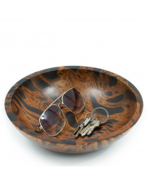 Leewadee bandeja de madera – Elegante recipiente decorativo de madera exótica, preciosa bandeja para joyas hecha a mano, 26 x 7 cm, Marrón