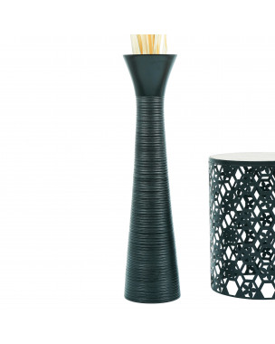 Leewadee Große Deko Bodenvase Für Dekozweige, Hohe Standvase Für Pampasgras, Design Holzvase, 90 cm, Schwarz