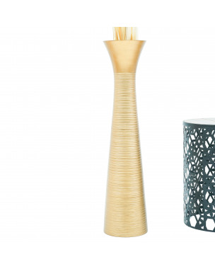 Leewadee Große Deko Bodenvase Für Dekozweige, Hohe Standvase Für Pampasgras, Design Holzvase, 90 cm, Gold