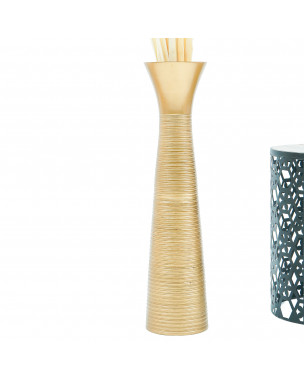 Leewadee Große Deko Bodenvase Für Dekozweige, Hohe Standvase Für Pampasgras, Design Holzvase, 70 cm, Gold