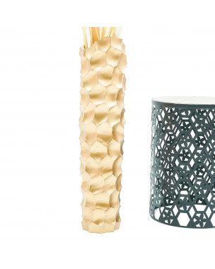 Leewadee Large Floor Vase – Handmade Flower Holder Made of Wood, Sophisticated Vessel for Decorative Branches and Dried Flowers, 28 inches, Gold