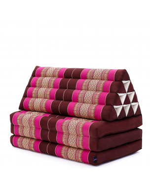 Leewadee 3-Fold Mat XXL with Triangle Cushion – Firm TV Pillow, Foldable Mattress with Cushion Made of Eco-Friendly Kapok, 67 x 31 inches, auburn pink