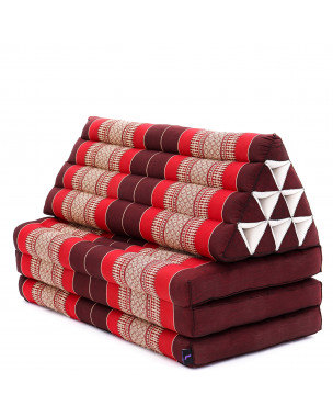 Leewadee 3-Fold Mat XXL with Triangle Cushion – Firm TV Pillow, Foldable Mattress with Cushion Made of Eco-Friendly Kapok, 67 x 31 inches, red