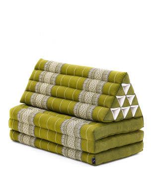 Leewadee 3-Fold Mat XXL with Triangle Cushion – Firm TV Pillow, Foldable Mattress with Cushion Made of Eco-Friendly Kapok, 67 x 31 inches, green