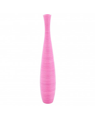 Leewadee Grand Vase A Poser Au Sol Pour Branches Décoratives De Pampa, Vase En Bois De Manguier, 90 cm, Rose Fuchsia