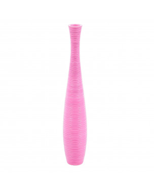 Leewadee Große Deko Bodenvase Für Dekozweige, Hohe Standvase Für Pampasgras, Design Holzvase, 70 cm, Pink