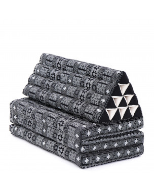 Leewadee 3-Fold Mat XXL with Triangle Cushion – Firm TV Pillow, Foldable Mattress with Cushion Made of Eco-Friendly Kapok, 67 x 31 inches, black