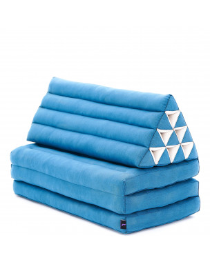 Leewadee 3-Fold Mat XXL with Triangle Cushion – Firm TV Pillow, Foldable Mattress with Cushion Made of Eco-Friendly Kapok, 67 x 31 inches, light blue