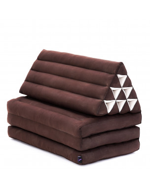 Leewadee 3-Fold Mat XXL with Triangle Cushion – Firm TV Pillow, Foldable Mattress with Cushion Made of Eco-Friendly Kapok, 67 x 31 inches, brown