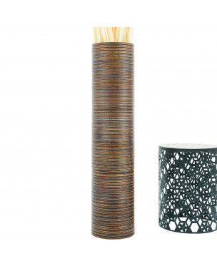 Leewadee Grande Vaso Da Terra: Alto Vaso Stile Boho In Legno Di Mango Per Rami Di Pampa, 110 cm, Marrone