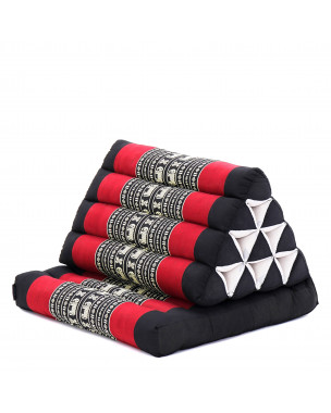 Leewadee 1-Fold Mat with Triangle Cushion – Comfortable TV Pillow, Foldable Mattress with Cushion Made of Kapok, 30 x 20 inches, Black Red