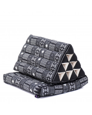 Leewadee 1-Fold Mat with Triangle Cushion – Comfortable TV Pillow, Foldable Mattress with Cushion Made of Kapok, 30 x 20 inches, Black