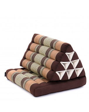 Leewadee 1-Fold Mat with Triangle Cushion – Comfortable TV Pillow, Foldable Mattress with Cushion Made of Kapok, 30 x 20 inches, Brown