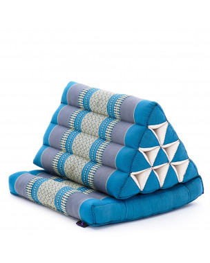 Leewadee 1-Fold Mat with Triangle Cushion – Comfortable TV Pillow, Foldable Mattress with Cushion Made of Kapok, 30 x 20 inches, Light Blue
