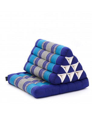 Leewadee 1-Fold Mat with Triangle Cushion – Comfortable TV Pillow, Foldable Mattress with Cushion Made of Kapok, 30 x 20 inches, Blue