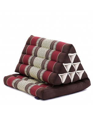 Leewadee 1-Fold Mat with Triangle Cushion – Comfortable TV Pillow, Foldable Mattress with Cushion Made of Kapok, 30 x 20 inches, Brown Red