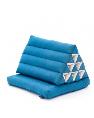 Leewadee 1-Fold Mat with Triangle Cushion – Comfortable TV Pillow, Foldable Mattress with Cushion Made of Kapok, 30 x 20 inches, Light Blue
