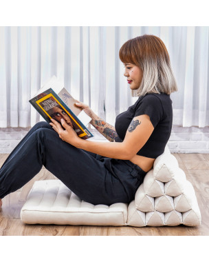 Leewadee 1-Fold Mat with Triangle Cushion – Comfortable TV Pillow, Foldable Mattress with Cushion Made of Kapok, 30 x 20 inches, Ecru