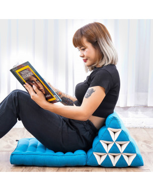 Leewadee 1-Fold Mat with Triangle Cushion – Comfortable TV Pillow, Foldable Mattress with Cushion Made of Kapok, 75 x 50 cm, Light Blue