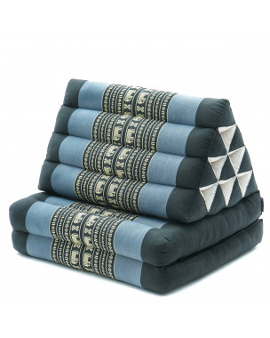 Leewadee 2-Fold Mat with Triangle Cushion – Comfortable TV Pillow, Foldable Mattress with Cushion Made of Kapok, 45 x 20 inches, Blue