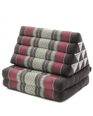 Leewadee 2-Fold Mat with Triangle Cushion – Comfortable TV Pillow, Foldable Mattress with Cushion Made of Kapok, 45 x 20 inches, Brown Red