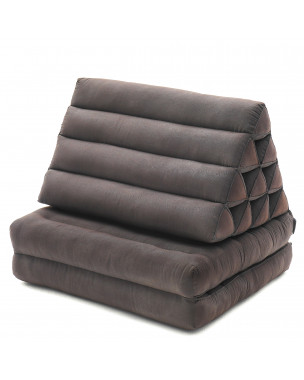 Leewadee 2-Fold Mat with Triangle Cushion – Comfortable TV Pillow, Foldable Mattress with Cushion Made of Kapok, 45 x 20 inches, Brown